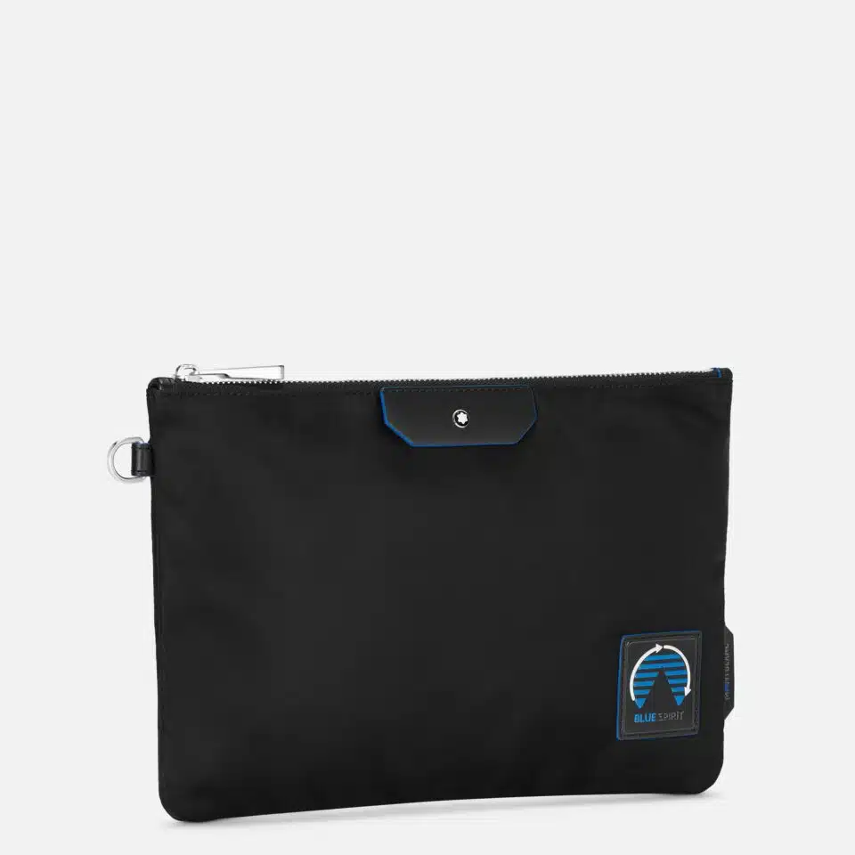 Montblanc Black Blue Nylon Spirit Medium Pouch 128734