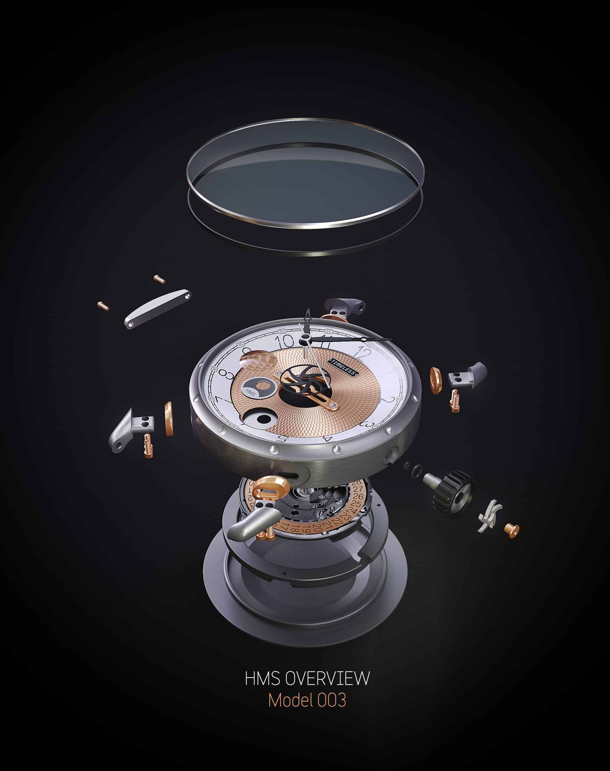 Timeless HMS 003 WH-G-BR Automatic Gold Watch