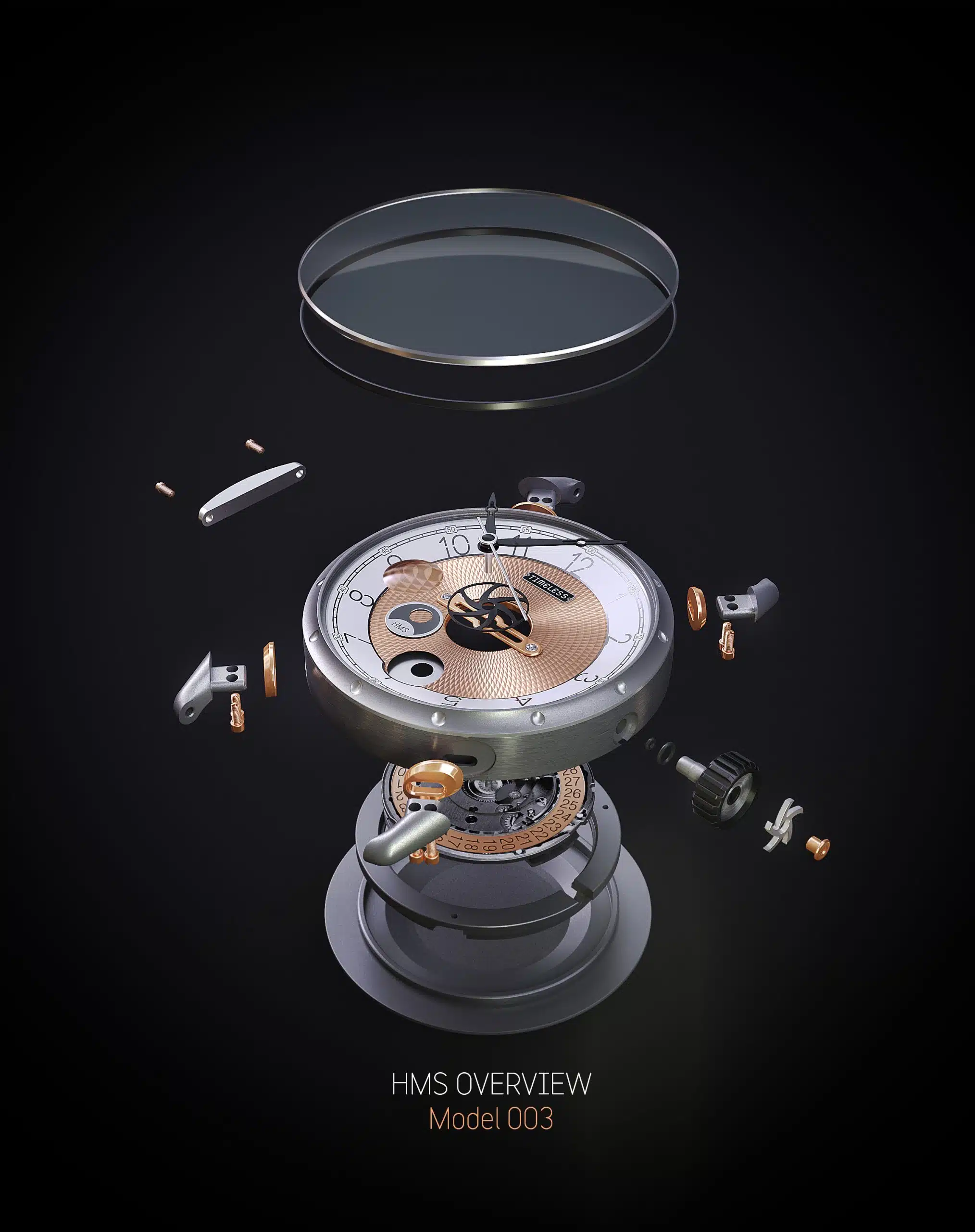 Timeless HMS 003 WH-G-BR Automatic Gold Watch